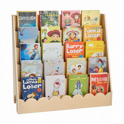 Montessori Bookshelf, 5-Tier Front-Facing With Hooks