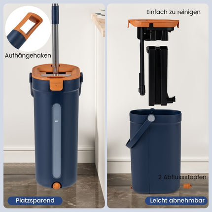 Sistem de mop și găleată cu funcție de rotire, 2,4 l, albastru marin
