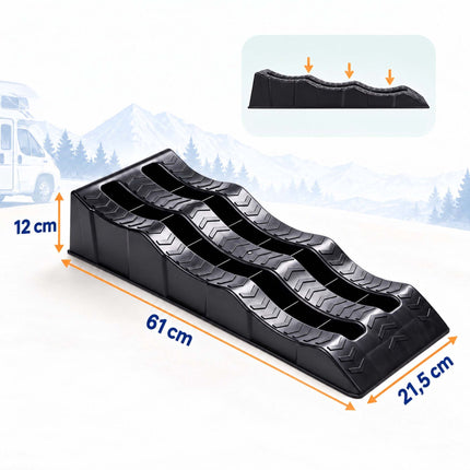 Motorhome Levelling Ramps 2-Pack with 3 Step Heights, Up to 10 cm, Black