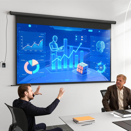 Motorized Projector Screen, 16:9, Remote, 266x149 cm, Black