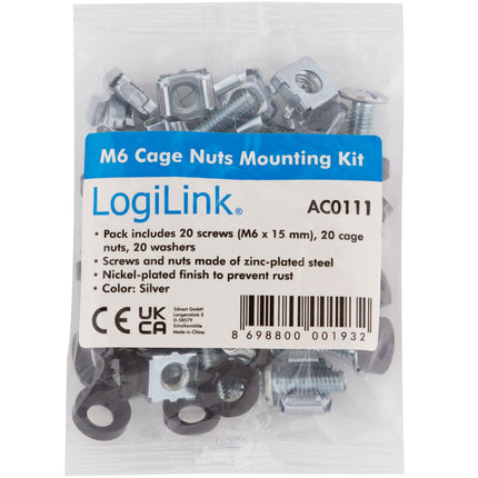 Mounting kit M6 for rack/wall cabinet 20-pack