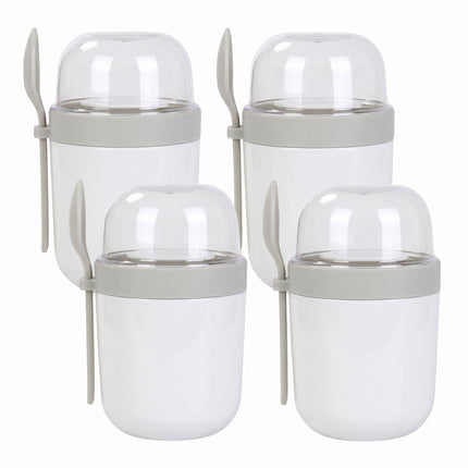 Pahare Muesli To-Go cu linguriță, pachet de 4, plastic fără BPA