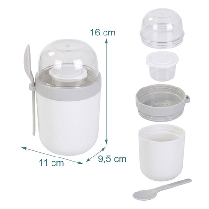 Pahare Muesli To-Go cu linguriță, pachet de 4, plastic fără BPA
