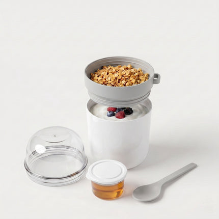 Pahare Muesli To-Go cu linguriță, pachet de 4, plastic fără BPA