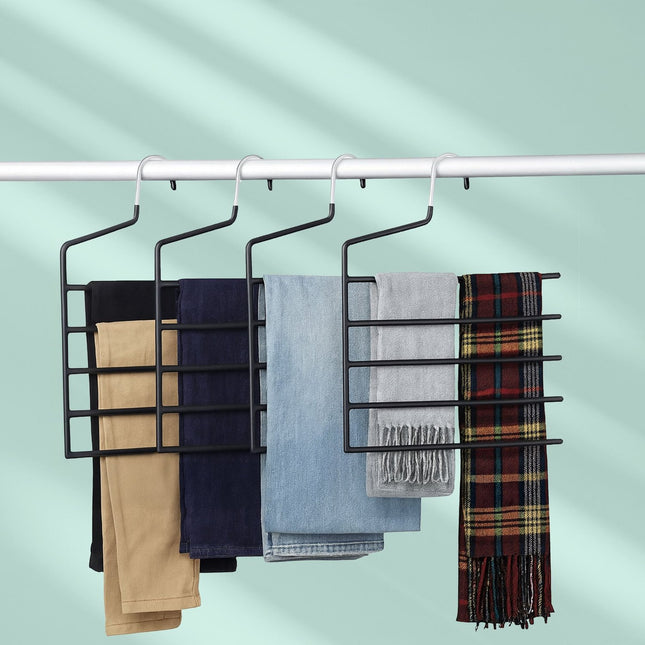 Umerașe multiple pentru pantaloni, antiderapante, economisesc spațiu, cu 5 niveluri