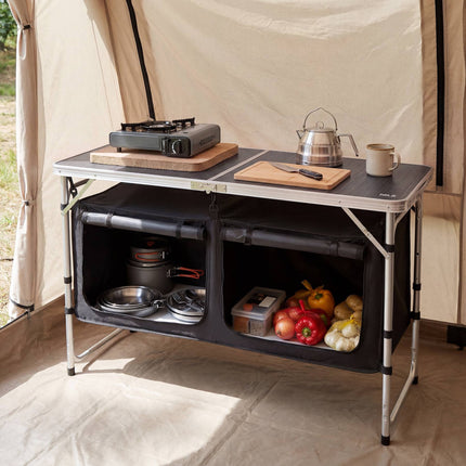 Masă de camping multifuncțională cu înălțime reglabilă