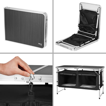 Masă de camping multifuncțională cu înălțime reglabilă