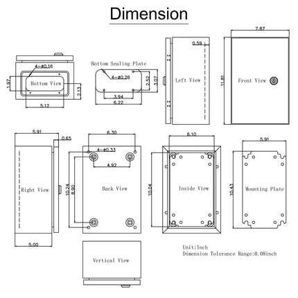NEMA 4X Steel Electrical Enclosure 30x20x15cm IP66