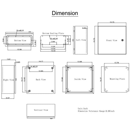 NEMA 4X Steel Electrical Enclosure 40x40x20 cm, IP66