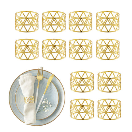 Set de 12 inele pentru șervețele - Design geometric din metal