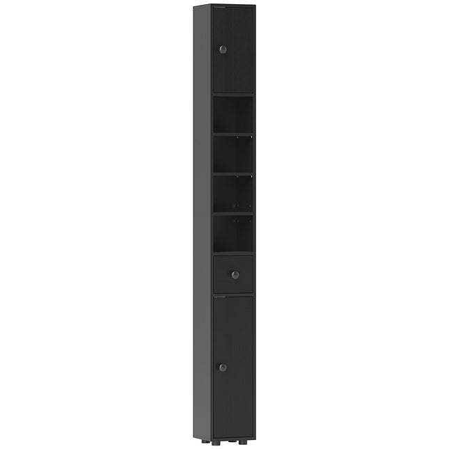 Dulap de baie îngust, înălțime 180 cm, negru