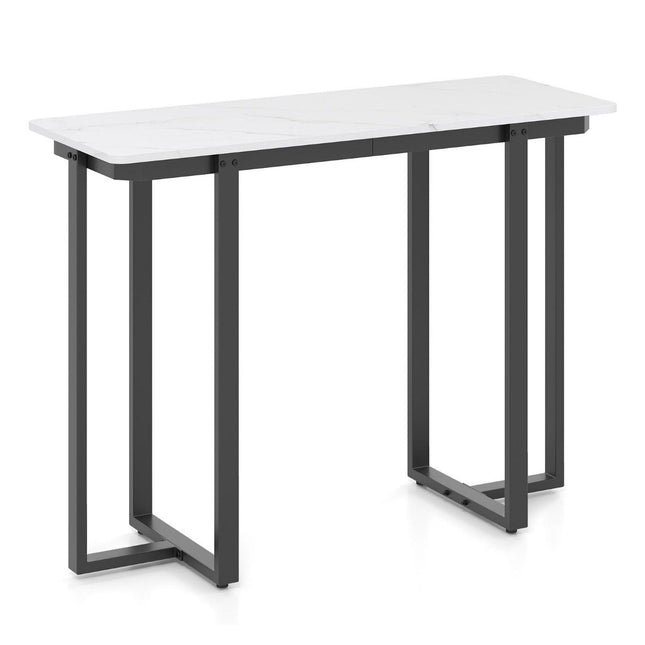 Consolă îngustă, blat din marmură artificială, 107x40x79,5 cm, negru