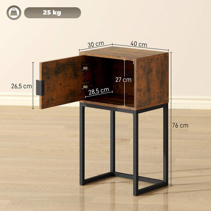 Masă consolă îngustă, design industrial, maro rustic, 40x30x76cm