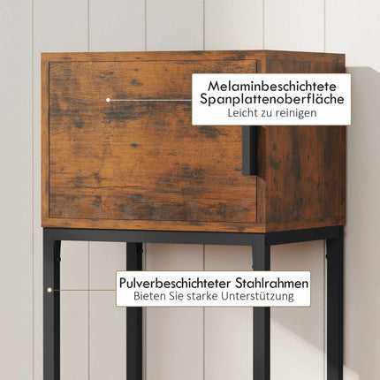 Masă consolă îngustă, design industrial, maro rustic, 40x30x76cm