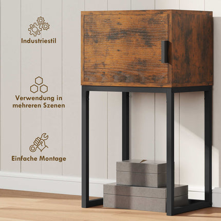 Masă consolă îngustă, design industrial, maro rustic, 40x30x76cm