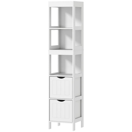 Dulap baie ingust, dulap WC inalt cu 2 sertare si 3 compartimente deschise, dulap baie pentru camere mici baie, living 30 x 30 x 141,2 cm alb