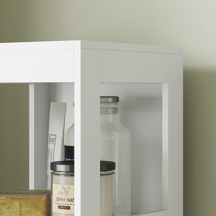 Dulap baie ingust, dulap WC inalt cu 2 sertare si 3 compartimente deschise, dulap baie pentru camere mici baie, living 30 x 30 x 141,2 cm alb