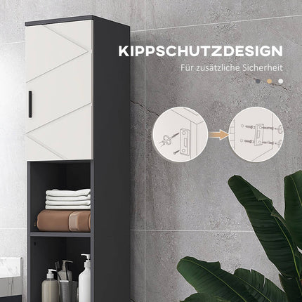 Dulap baie ingust, dulap WC inalt cu raft reglabil si 2 compartimente deschise, dulap baie pentru spatii mici baie, living 30 x 30 x 183 cm gri |
