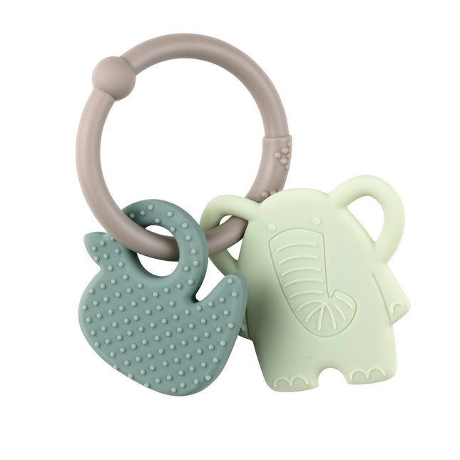 Nattou Inel gingival elefant și rățușcă, gri