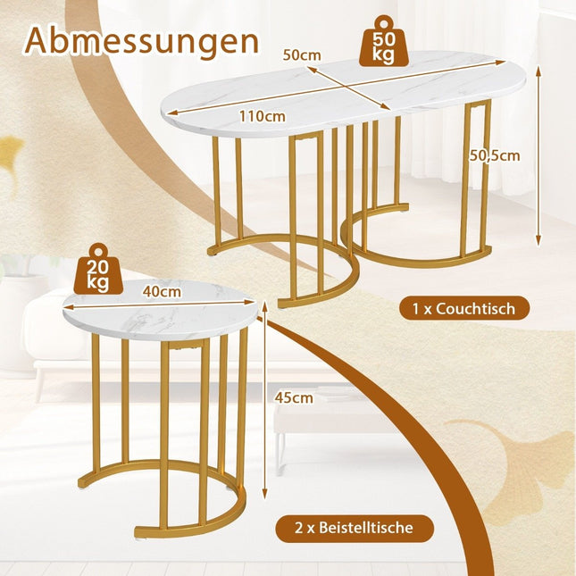 Set Masa de cafea Nesting - Mese ovale si rotunde din imitatie de marmura