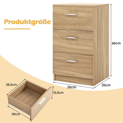 Noptiera cu 3 sertare, design compact din lemn, 38x35x66 cm