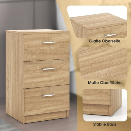 Noptiera cu 3 sertare, design compact din lemn, 38x35x66 cm