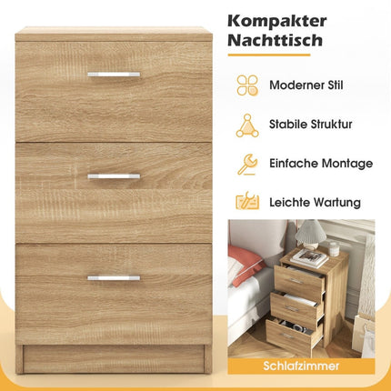 Noptiera cu 3 sertare, design compact din lemn, 38x35x66 cm