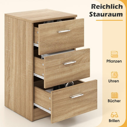 Noptiera cu 3 sertare, design compact din lemn, 38x35x66 cm