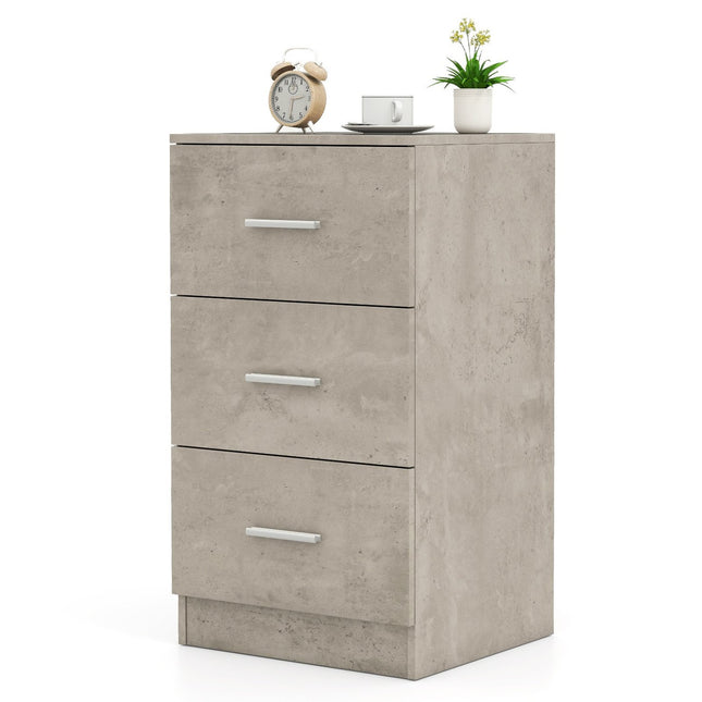 Noptiera cu 3 sertare, lucios ridicat, 37x34x66,5 cm, gri ciment