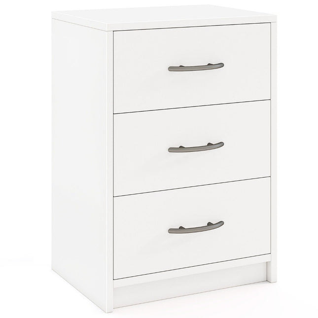 Noptiera cu 3 sertare, alb, 38,5 x 28 x 54 cm