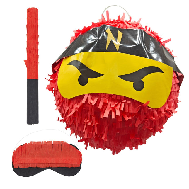 Set Piñata Ninja cu Bâtă și Mască pentru Petreceri de Copii