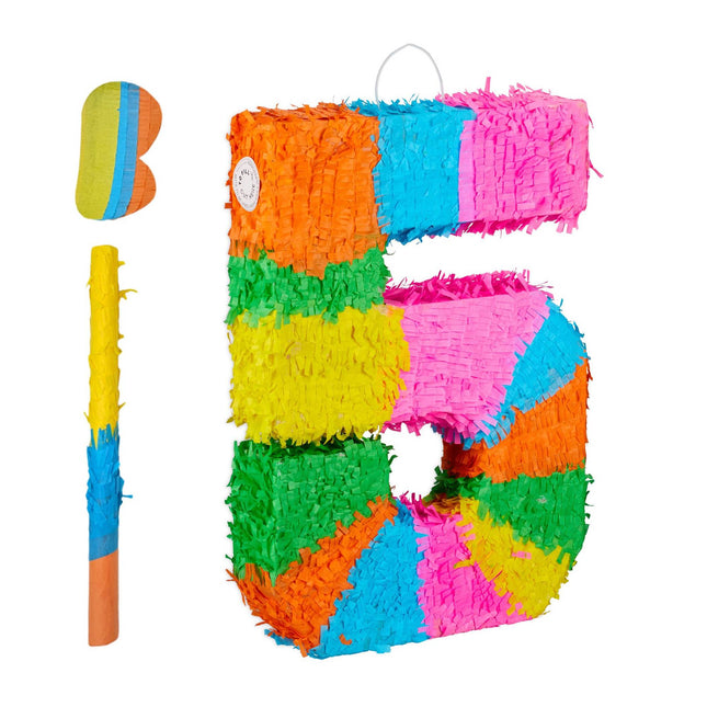 Piñata cu numere, liliac și mască pentru zile de naștere