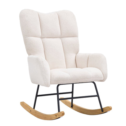 Nursery Rocking Chair, Teddy Fabric High Back, 250 lb