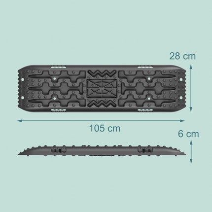 Off-Road Recovery Boards, 2-Piece Set, 105 cm, Up to 10 t Load, Black