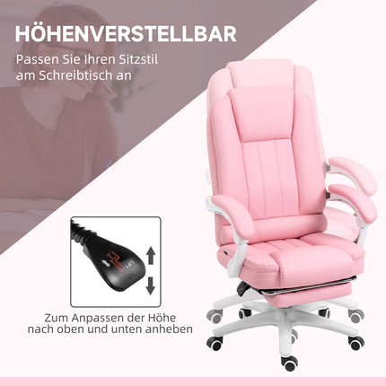 Pink faux leather office chair - reclining, adjustable height