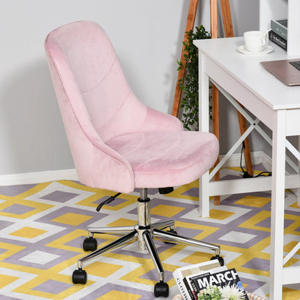 Scaun de birou Scaun de birou in stil Soho cu functie basculanta, catifea, roz, 57X61X86-96Cm