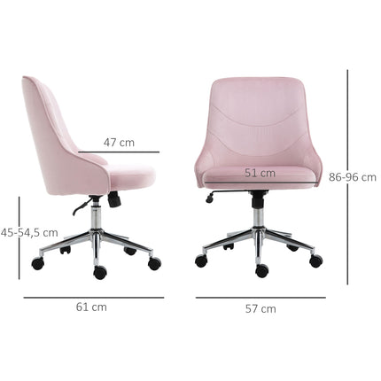 Scaun de birou Scaun de birou in stil Soho cu functie basculanta, catifea, roz, 57X61X86-96Cm