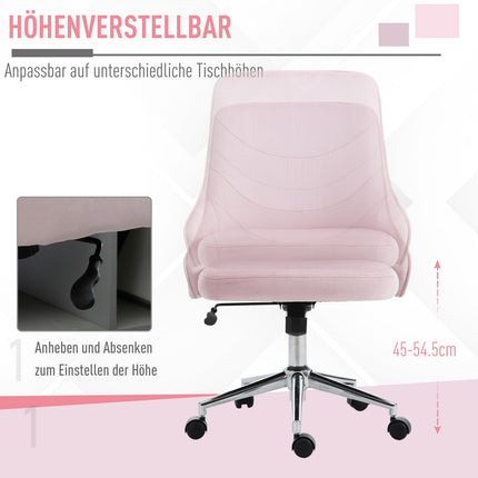 Scaun de birou Scaun de birou in stil Soho cu functie basculanta, catifea, roz, 57X61X86-96Cm