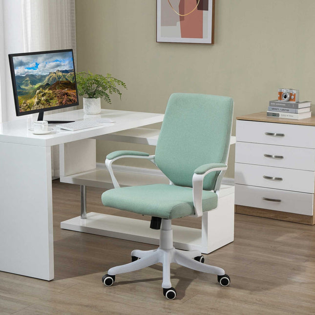 Scaun de birou Scaun de birou cu functie basculanta Spatar captusit gros Ergonomic Roti pivotante 360° Poliester Verde + Alb 62X69X92-100 Cm