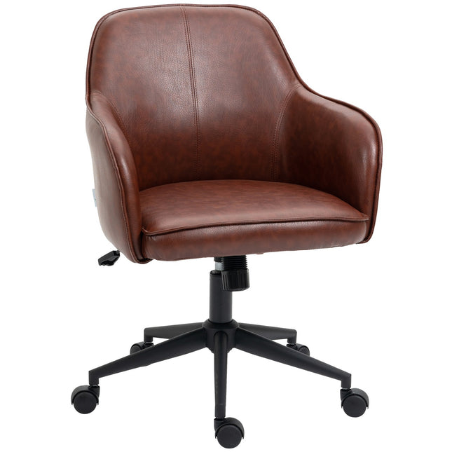 Scaun de birou Scaun de birou cu functie basculanta, roti, aspect imitatie piele, 93-101 cm inaltime reglabila, pana la 120 kg, maro