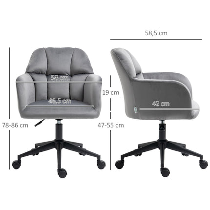 Scaun de birou Scaun de birou cu roti, reglabil pe inaltime, ergonomic, aspect catifelat, pana la 120 kg, gri