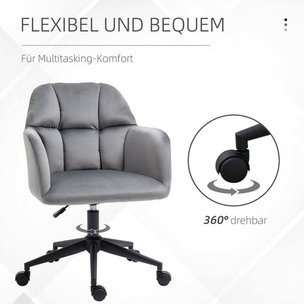 Scaun de birou Scaun de birou cu roti, reglabil pe inaltime, ergonomic, aspect catifelat, pana la 120 kg, gri