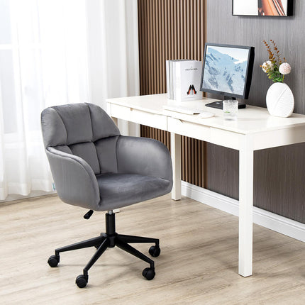 Scaun de birou Scaun de birou cu roti, reglabil pe inaltime, ergonomic, aspect catifelat, pana la 120 kg, gri