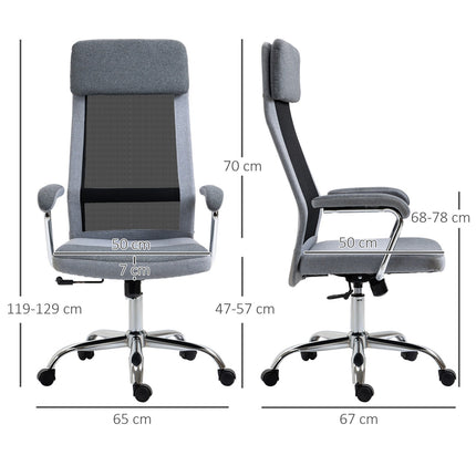 Scaun de birou Scaun ergonomic pentru computer Tetiera reglabila pe inaltime Stil nordic Gri deschis + Negru 65X67X119-129Cm