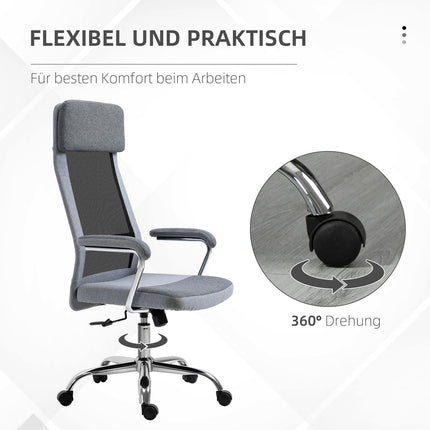 Scaun de birou Scaun ergonomic pentru computer Tetiera reglabila pe inaltime Stil nordic Gri deschis + Negru 65X67X119-129Cm