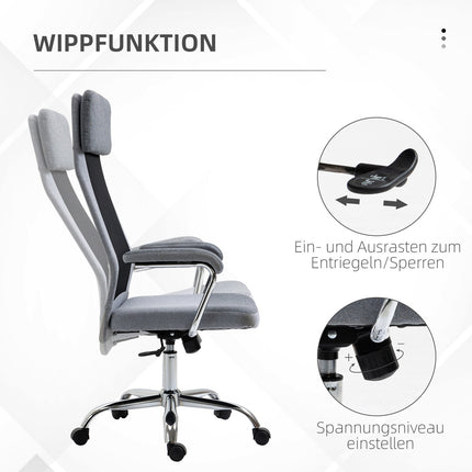 Scaun de birou Scaun ergonomic pentru computer Tetiera reglabila pe inaltime Stil nordic Gri deschis + Negru 65X67X119-129Cm
