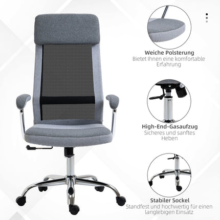Scaun de birou Scaun ergonomic pentru computer Tetiera reglabila pe inaltime Stil nordic Gri deschis + Negru 65X67X119-129Cm