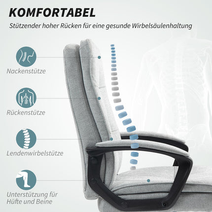 Ergonomic office chair, adjustable with armrests, gray linen