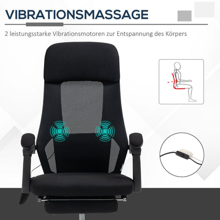 Office chair with massage, tilt and footrest - Mesh fabric