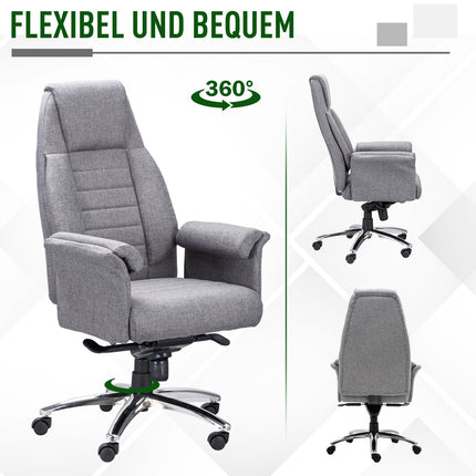 Scaun de birou Scaun pivotant ergonomic, cotiera si inaltime reglabila, lenjerie artificiala, gri deschis, 68X72X120-126Cm